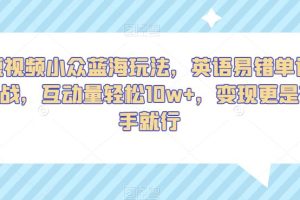 短视频小众蓝海玩法，英语易错单词挑战，互动量轻松10w+，变现更是有手就行【揭秘】-麦资源网