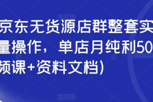 2023京东无货源店群整套实操课，可批量操作，单店月纯利5000+（视频课+资料文档）-麦资源网