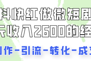 抖快做微短剧，8天收入2600+的实操经验，从前端设置到后期转化手把手教！-麦资源网