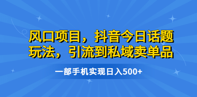 图片[1]-（6588期）风口项目，抖音今日话题玩法，引流到私域卖单品，一部手机实现日入500+