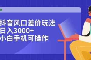 （12567期）抖音风口差价玩法，日入3000+，小白手机可操作-麦资源网
