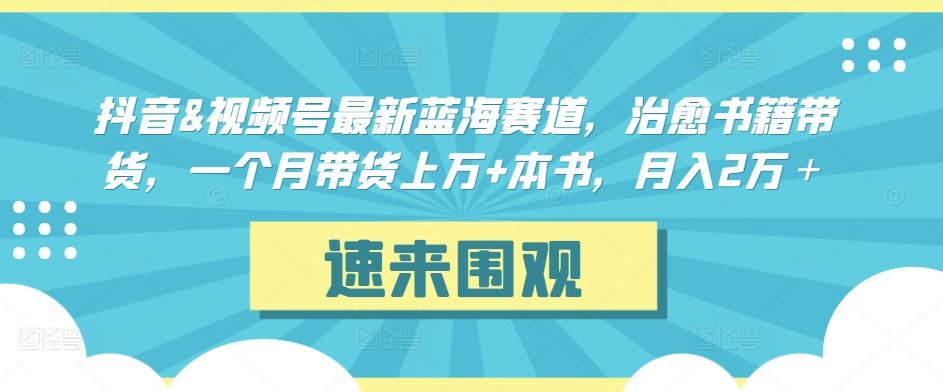 抖音&视频号*蓝海赛道，治愈书籍带货，一个月带货上万+本书，月入2万＋【揭秘】