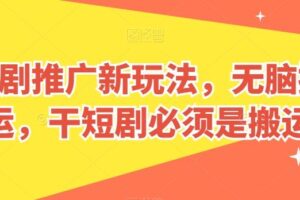 短剧推广新玩法，无脑搬运，干短剧必须是搬运【揭秘】-麦资源网