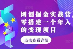网创掘金实战营，从零搭建一个年入百万的变现项目（持续更新）-麦资源网