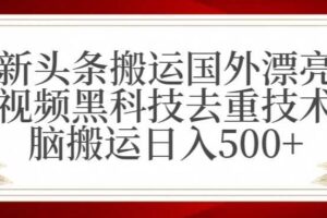 最新头条搬运国外漂亮美女视频黑科技去重技术无脑搬运日入500+【揭秘】-麦资源网