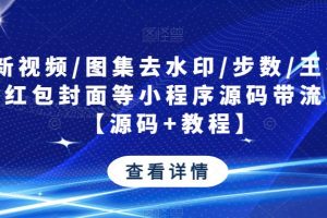 最新视频/图集去水印/步数/王者战力/红包封面等小程序源码带流量主【源码+教程】-麦资源网