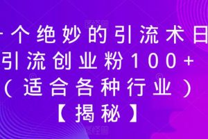 一个绝妙的引流术日引流创业粉100+（适合各种行业）【揭秘】-麦资源网