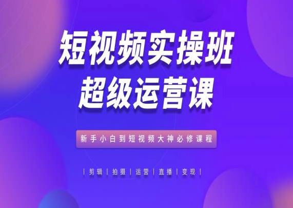 短视频实操班*运营课，新手小白到短视频大神必修课程