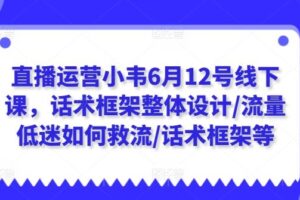 直播运营小韦6月12号线下课，话术框架整体设计/流量低迷如何救流/话术框架等-麦资源网