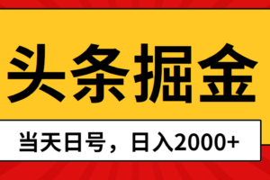 （10271期）头条掘金，当天起号，第二天见收益，日入2000+-麦资源网