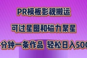 PR模板影视搬运，简单操作即可过原创，可过星图和磁力聚星，轻松日入几张【揭秘】-麦资源网