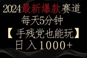 2024最新爆款赛道，每天5分钟，手残党也能玩，轻松日入1000+【揭秘】-麦资源网