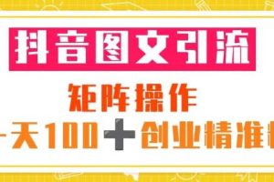 抖音图文引流矩阵操作一天100+创业精准粉(5节视频课+素材模板)-麦资源网