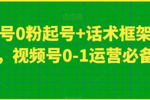 视频号0粉起号+话术框架线上课，视频号0-1运营必备课-麦资源网