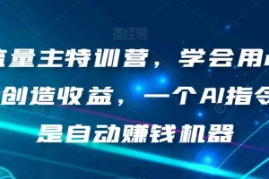 AI流量主特训营，学会用chatgpt创造收益，一个AI指令就是自动赚钱机器-麦资源网