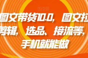 抖音图文带货10.0，图文拉流、图文剪辑，选品、接流等，一部手机就能做-麦资源网