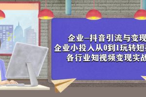 （7761期）企业-抖音引流与变现：企业小投入从0到1玩转短视频  各行业知视频变现实战-麦资源网