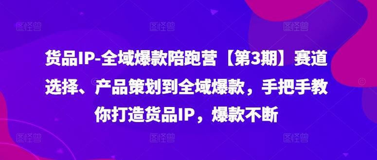 货品IP全域*陪跑营【第3期】赛道选择、产品策划到全域*，手把手教你打造货品IP，*不断