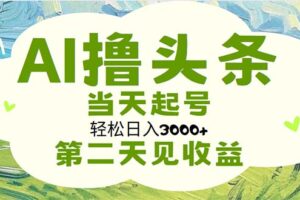 （11426期）AI撸头条，轻松日入3000+无脑操作，当天起号，第二天见收益-麦资源网