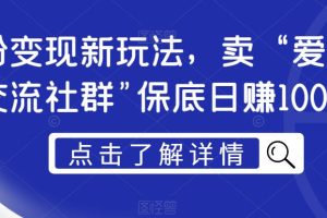男粉变现新玩法，卖“爱好韵女交流社群”保底日赚1000元【揭秘】-麦资源网