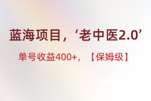 蓝海项目,“小红书老中医2.0”,单号收益400+,保姆级教程-麦资源网