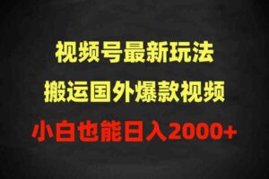 （9796期）2024视频号最新玩法，搬运国外爆款视频，100%过原创，小白也能日入2000+-麦资源网