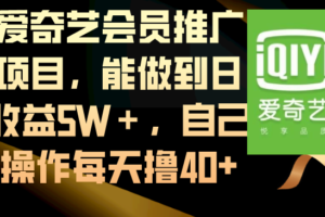 （8663期）爱奇艺会员推广项目，能做到日收益5W＋，自己操作每天撸40+-麦资源网