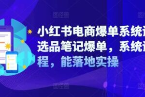 小红书电商爆单系统课，选品笔记爆单，系统课程，能落地实操-麦资源网