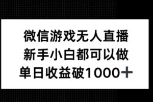 微信游戏无人直播，新手小白都可以做，单日收益破1k【揭秘】-麦资源网