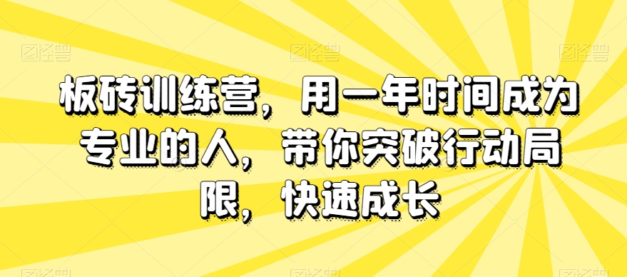 板砖训练营，用一年时间成为*的人，带你突破行动局限，快速成长