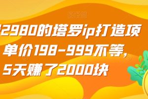收费2980的塔罗ip打造项目，单价198-999不等，5天赚了2000块【揭秘】-麦资源网