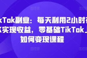TikTok副业：每天利用2小时在TK实现收益，零基础TikTok上如何变现课程-麦资源网