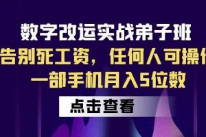 数字改运实战弟子班:告别死工资,任何人可操作,一部手机月入5位数-麦资源网