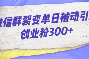 （7061期）微信群裂变单日被动引流创业粉300+-麦资源网