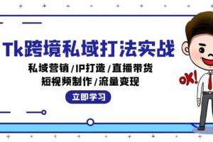 （12598期）Tk跨境私域打法实战：私域营销/IP打造/直播带货/短视频制作/流量变现-麦资源网