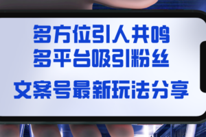 （8666期）文案号最新玩法分享，视觉＋听觉＋感觉，多方位引人共鸣，多平台疯狂吸粉-麦资源网