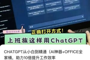 CHATGPT从小白到精通，AI神器+OFFICE全家桶，助力10倍提升工作效率-麦资源网