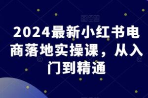 2024最新小红书电商落地实操课，从入门到精通-麦资源网