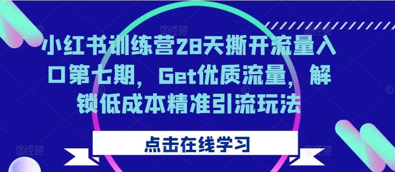 小红书训练营28天撕开流量入口第七期，Get*流量，解锁低成本*引流玩法