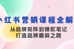 小红书营销课程全解析，从品牌矩阵到爆款笔记，打造品牌霸屏之路-麦资源网