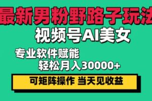 （12909期）最新男粉野路子玩法，视频号AI美女，当天见收益，轻松月入30000＋-麦资源网
