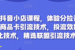 最新抖音小店课程，体验分拉升技术，商品卡引流技术，投流效果优化技术，精选联盟引流技术-麦资源网