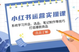 （12884期）小红书运营实操课，系统学习开店、选品、笔记制作等技巧，打造爆款商品-麦资源网