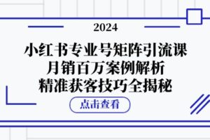 小红书专业号矩阵引流课,月销百万案例解析,精准获客技巧全揭秘-麦资源网