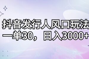 （12874期）抖音发行人风口玩法，一单30，日入3000+-麦资源网