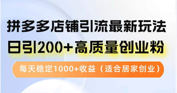 图片[1]-（12893期）拼多多店铺引流最新玩法，日引200+高质量创业粉，每天稳定1000+收益（…