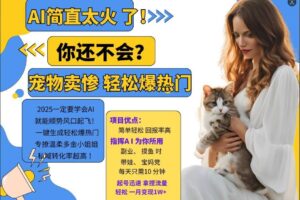 小红书AI宠物卖惨打工项目，一键生成轻松爆热门，专撩温柔多金小姐姐，私域转化率超高-麦资源网