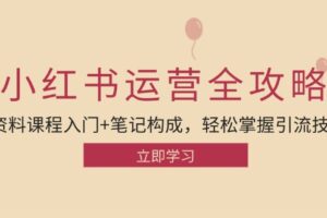 （12928期）小红书运营引流全攻略：资料课程入门+笔记构成，轻松掌握引流技巧-麦资源网