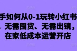 新手如何从0-1玩转小红书店铺,无需囤货、无需出镜,可在家低成本运营开店-麦资源网