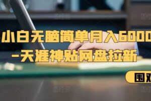 新手小白无脑简单月入6000+的-天涯神贴网盘拉新【揭秘】-麦资源网